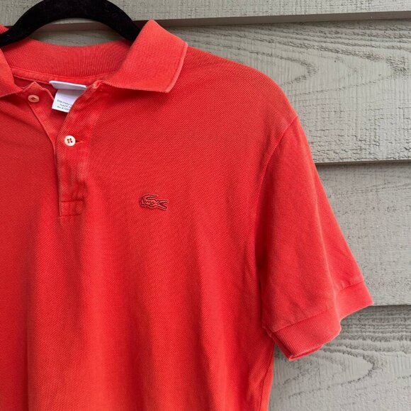 Lacoste Boys’ Polo Shirt Size 16 Red Pink Ombre Gradient Youth XL Preppy - Picture 9 of 9